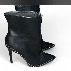 Sleek Black Studded Heeled Boots